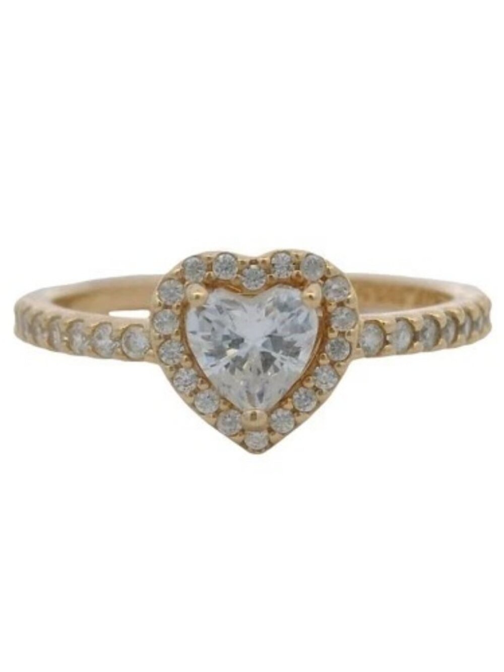 Pandora Solid 14kt Yellow Gold and Cubic Zirconia Elevated Heart Ring Size 7.5